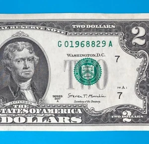1968 August 29 (G 01968829 A) BIRTHDAY Note $2 Two Dollar Bill (_1968 / 8 / 29) - Picture 1 of 4