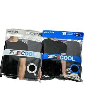 32 Degrees Cool Men's Shirt - size L - 2PK x2 Black Short Sleeve Crew Neck New 4 - Picture 1 of 5