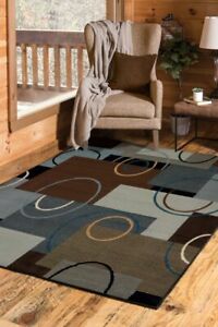 Circles Modern Gray Earth Tone Mix area rug for the home New 5x8