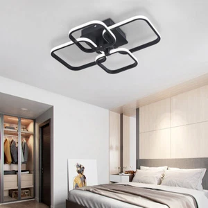 4/6/8 Heads Black Frame Ceiling Light LED Square Chandelier Lamp Bedroom Lights - Picture 1 of 18