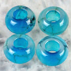3DLLW04 4pcs 14x8mm Blue/white Dragon Veins Agate Large Hole Beads