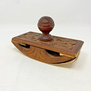 Antique Victorian Wood Rocker Desk Accessory Ink Blotter w/ Scroll Filagree - Picture 1 of 12
