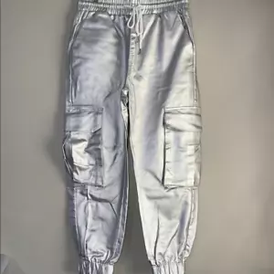 Shiny Silver Cargo Pants Small - Picture 1 of 10