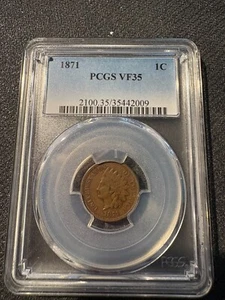 1871 indian head penny PCGS VF35 - Picture 1 of 2