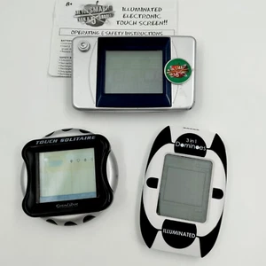 3 Handheld Touch Screen Electronic Games Dominos, Solitaire & More with 2 Stylus - Picture 1 of 6