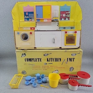 Vintage 1950s Toy 'Complete Kitchen Unit' & Accessories Set Boxed Retro Pretend - Picture 1 of 14