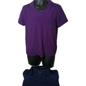 Scrubstar Performance Collar Scrub Top Lot Of 2 Blue Purple Women's Size Medium  - Picture 1 of 5