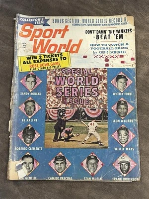 Sport World Magazine November 1962 Willie Mays Koufax Ford Clemente VG Vintage!  - Image 1 of 2