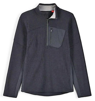 Spyder Bandit Hombres Pullover Chaqueta M 1/2 Cremallera Sudadera Cuello Simulado Negro $99 NUEVO Foto 1 de 4