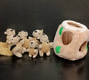 Hide & Seek Plush 6 Chipmunks/Squirrels & Hideaway Log Nest Den - Bild 1 von 6