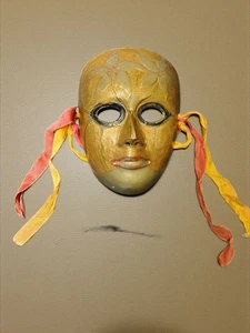 Vintage massiv Messing Wohndeko Harlekin himmlisch handbemalt Emaille Wanddeko - Bild 1 von 8