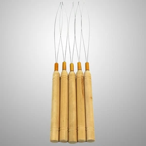 5pcs Hair Extension Wooden Loop Needle Threader DIY Hook Tool - Imagen 1 de 11