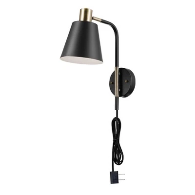 Novogratz X Globe 1-Light Plug/Hardwire Wall Sconce - Matte Black - Image 1 of 4