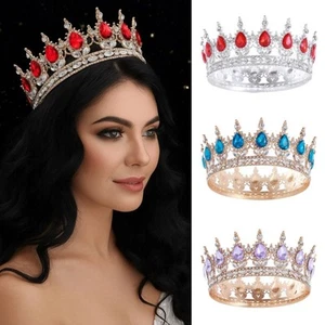 Rhinestone Baroque Pageant Crowns Queen Princess Tiara Wedding Party Supplies - Picture 1 of 29