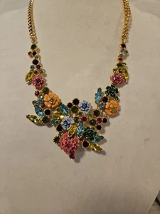 New JOAN RIVERS 25th Anniversary Enamel Rhinestone Necklace & Earrings 21.5” - Picture 1 of 3