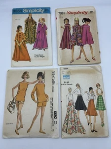 Lot Of 4 Vintage 1960’s Paper Sewing Craft Patterns - Picture 1 of 2