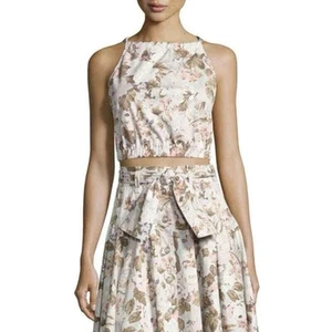 Rebecca Taylor | XS | Penelope Multi-Color Antique Floral High-Neck Crop Top - Picture 1 of 14