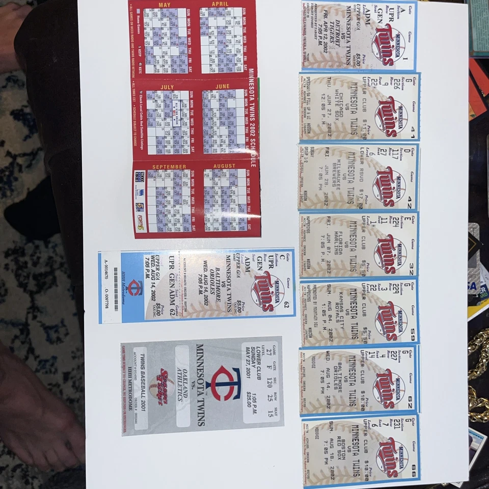 Baseball Minnesota Twins Tickets From 2001 - 2002 Minnesots Twins 2002 Schedule - Image 1 of 3