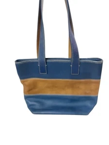 Coach 9348 Brown & Blue Stripe Vintage Tote/Shoulder Bag - Picture 1 of 12