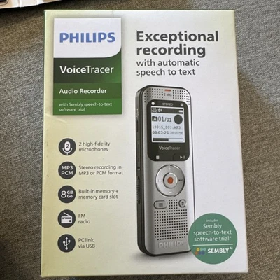 Philips DVT2015 8GB Dictation Machine-VoiceTracer, Audio Recorder,Speech To Text - Image 1 of 2