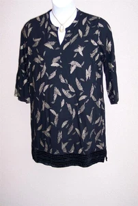 Vestido túnica Johnny Was $238 negro dorado metálico mezcla terciopelo talla M VACACIONES DE NAVIDAD - Imagen 1 de 10