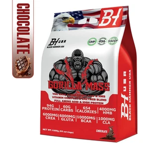 GORILLA Mass Gainer 8kg Schokolade | Protein, Carbs, CLA, HMB– Black Hammer USA - Bild 1 von 4