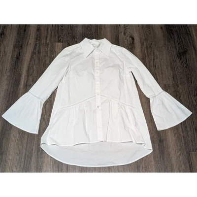 Neiman Marcus White Bell Sleeve Button Down Tunic Top XS NWT - Image 1 of 4