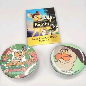 Disney Button Lot Vintage Pins Animal Kingdom Winnie the Pooh Scuttle Bambi VTG - Picture 1 of 7