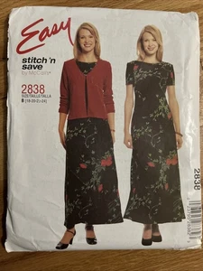 Stitch N Save By McCalls 2838 pattern, EASY Dress and jacket, Sizes 18-24 UNCUT - Picture 1 of 3