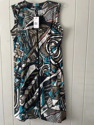 NWT LAFAYETTE 148 New York Abstract Dress Size 8 New Multicolor Geometric Zipper - Image 1 of 4