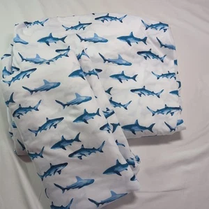 Full Size Flat And Fitted Sheet Shark Sea Watercolor Preteen Great White Blue - Picture 1 of 7