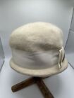 Vintage Off White Mohair Mahara Womens Hat with Bow 50’s-60’s