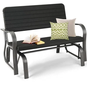 Outdoor Patio Swing Porch Rocker Glider Bench Loveseat Garden Seat Steel Black - Picture 1 of 10