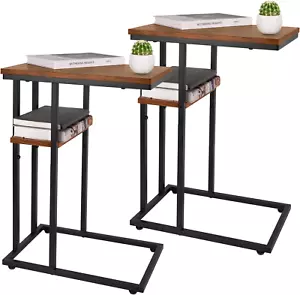 C Table End Table Set of 2, Side Tables Living Room, C Shaped Side Table, Couch - Picture 1 of 8