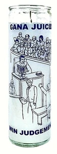 CANDLE WIN JUDGEMENT-  WHITE -GANA JUICIO  BLANCO CANDLE BURNS 120 HOURS - Picture 1 of 1