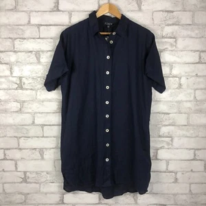 Camicia donna J.CREW blu navy capitanino lino PETITE LARGE BY785 - Foto 1 di 5