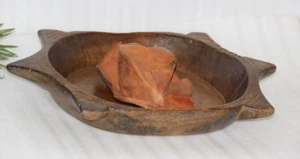 Antique Wooden Dough Kneading Parat Bowl Original Old Hand Carved - Picture 1 of 6