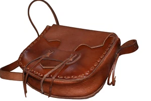 Medieval Bag with Shoulder Straps setting up Lace Top-Grain Leather Construction - Picture 1 of 3