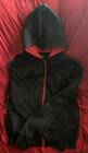 3NCIRCLE - Black Hoodie with Red Inner Pointy Hood - Large - Red Zipper