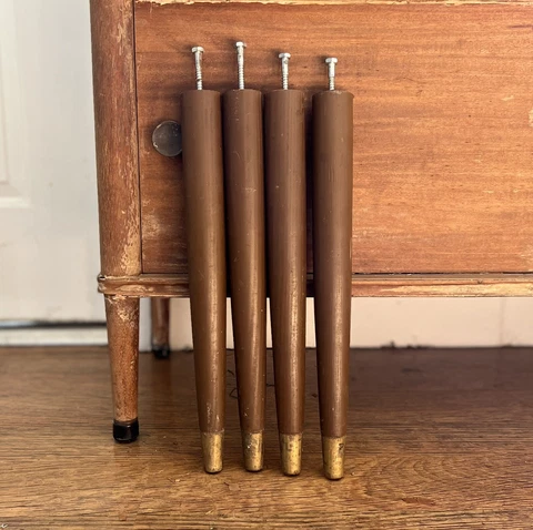 Vintage Set Of 4 Mid Century MCM 16” Wood Furniture Legs Cover