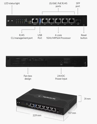 Ubiquiti Networks ER-6P 6-Port EdgeRouter with PoE - Immagine 1 di 2