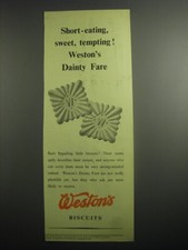 1948 Weston's Biscuits Ad - Short-eating, sweet, tempting! Weston's Dainty Fare