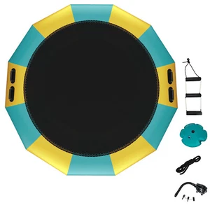 Goplus 12FT Inflatable Water Bouncer Splash Padded Water Trampoline - Picture 1 of 11