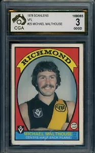 1978 Scanlens VFL Michael Malthouse Graded CGA 3 RARE Vintage Richmond Tigers - Picture 1 of 3