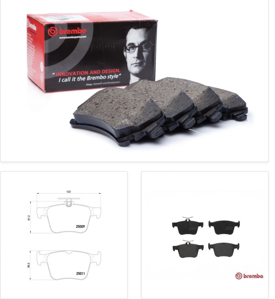 Задние тормозные колодки Brembo для ротора Audi TT Quattro TTS RS3 310 мм 2015-2017 годов выпуска - Изображение 1 из 1