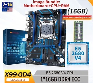 Kit de placa base X99 QD4 con Intel LGA2011-3 Xeon E5 2680 V4 CPU DDR4 16 GB ECC - Imagen 1 de 19