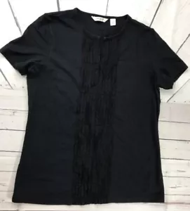 Liz Claiborne New York Top Sz M Short Sleeve Black - Picture 1 of 5