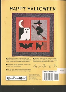 Halloween Quilt Patterns Black Cat Ghost Bad Jack Bat Witch Pieced Blocks J37 - Picture 1 of 6