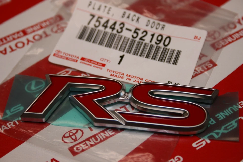 Emblema Vitz "RS" - 75443-52190 Placa de identificación de puerta trasera - Pieza genuina Toyota "JDM" Foto 1 de 1