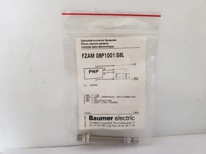 BAUMER ELECTRIC FZAM 081001/S8L PHOTOELECTRIC DIFFUSE SENSOR PNP 12-30 VDC NIB - Picture 1 of 7